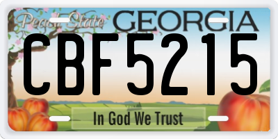 GA license plate CBF5215