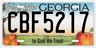 GA license plate CBF5217