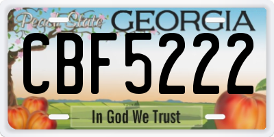 GA license plate CBF5222