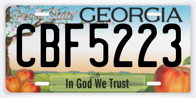 GA license plate CBF5223