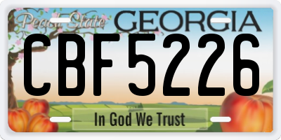 GA license plate CBF5226