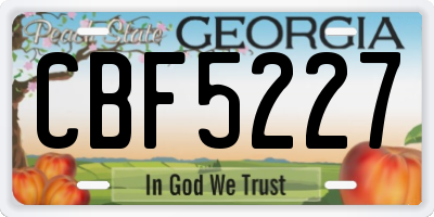 GA license plate CBF5227