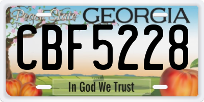 GA license plate CBF5228
