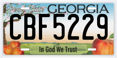 GA license plate CBF5229