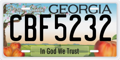 GA license plate CBF5232