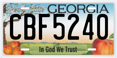 GA license plate CBF5240