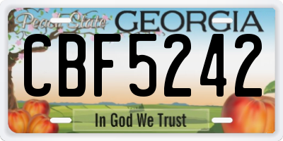 GA license plate CBF5242