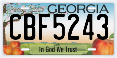 GA license plate CBF5243