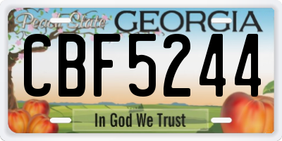 GA license plate CBF5244