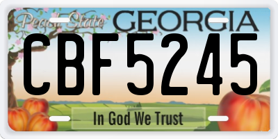 GA license plate CBF5245