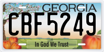 GA license plate CBF5249