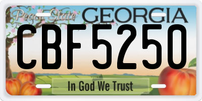 GA license plate CBF5250