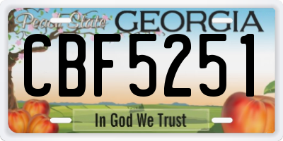 GA license plate CBF5251