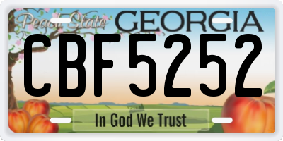 GA license plate CBF5252
