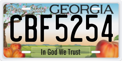 GA license plate CBF5254