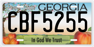 GA license plate CBF5255