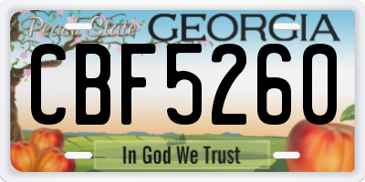 GA license plate CBF5260