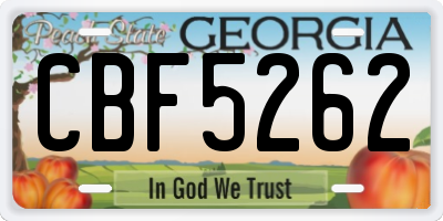 GA license plate CBF5262