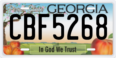 GA license plate CBF5268
