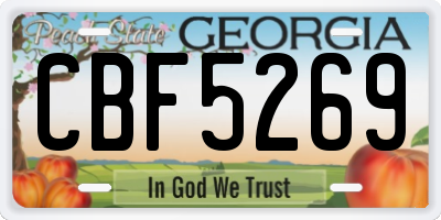 GA license plate CBF5269