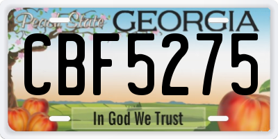 GA license plate CBF5275