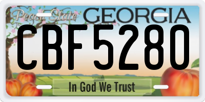 GA license plate CBF5280