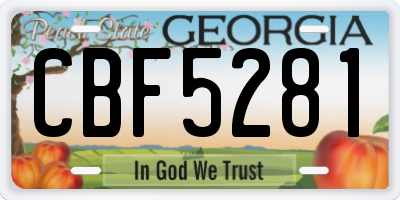 GA license plate CBF5281