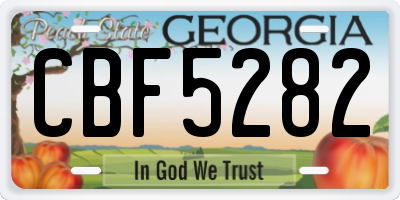 GA license plate CBF5282