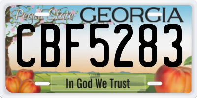 GA license plate CBF5283