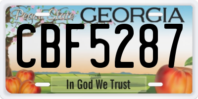 GA license plate CBF5287