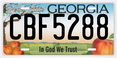 GA license plate CBF5288