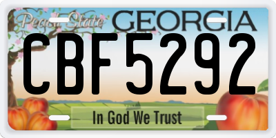 GA license plate CBF5292