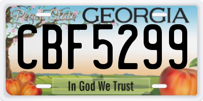 GA license plate CBF5299