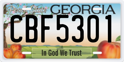 GA license plate CBF5301