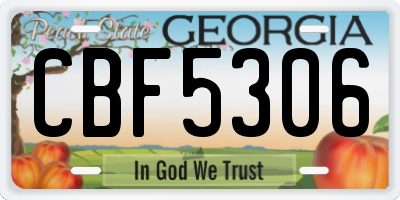 GA license plate CBF5306