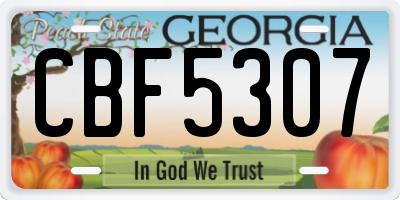 GA license plate CBF5307