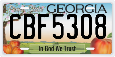 GA license plate CBF5308