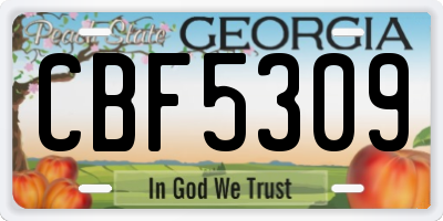 GA license plate CBF5309