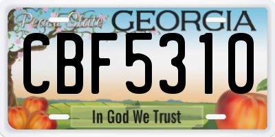 GA license plate CBF5310