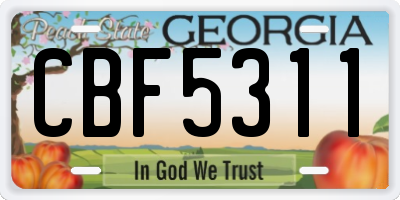 GA license plate CBF5311