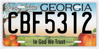 GA license plate CBF5312