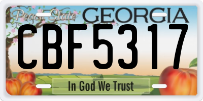 GA license plate CBF5317