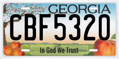 GA license plate CBF5320