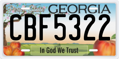 GA license plate CBF5322