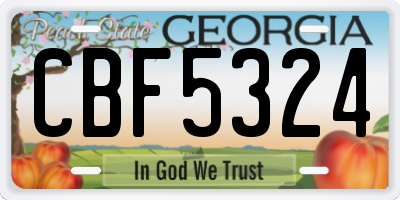 GA license plate CBF5324