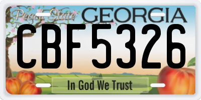GA license plate CBF5326