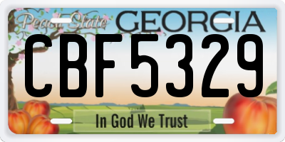 GA license plate CBF5329