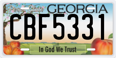 GA license plate CBF5331