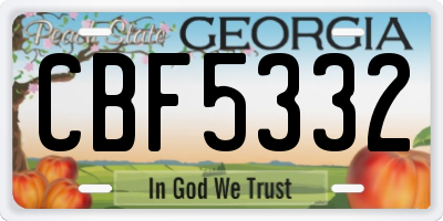 GA license plate CBF5332