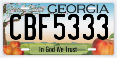 GA license plate CBF5333